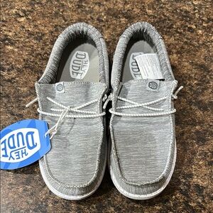 Kids Hey Dude Gray Slip-On Loafers with Padded Collar